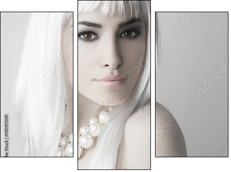 modern beauty with platinum blonde hair color - Obraz trzyczęściowy, Tryptyk