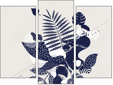 Abstract floral background - Obraz trzyczęściowy, Tryptyk