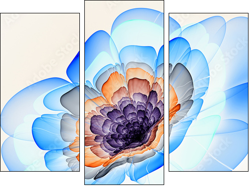 Fairy flower. Lily. 3D surreal illustration. Sacred geometry. Mysterious psychedelic relaxation pattern. Fractal abstract texture. Digital artwork graphic astrology magic - Obraz trzyczęściowy, Tryptyk