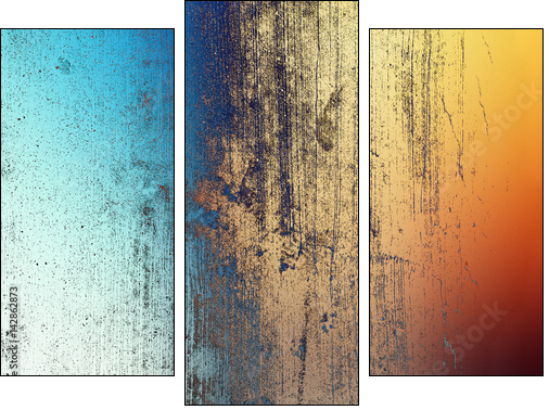 Blue and orange abstract background illustration - Obraz trzyczęściowy, Tryptyk