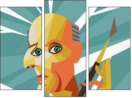 cubist portrait of a painter - Obraz trzyczęściowy, Tryptyk