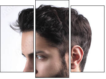 Side view portrait of  stylish young man wth a modern hairstyle  - Obraz trzyczęściowy, Tryptyk