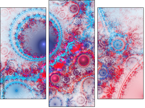 Red and blue fractal texture, digital artwork for creative graphic design - Obraz trzyczęściowy, Tryptyk