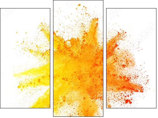 Explosion of colored powder on white background - Obraz trzyczęściowy, Tryptyk