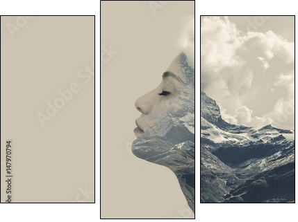 Double exposure effects for women - Obraz trzyczęściowy, Tryptyk