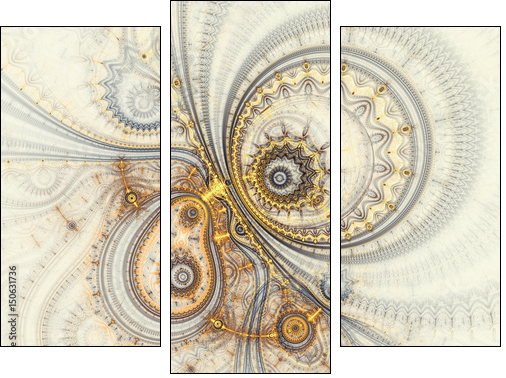 Abstract design of steampunk watch, digital fractal artwork - Obraz trzyczęściowy, Tryptyk