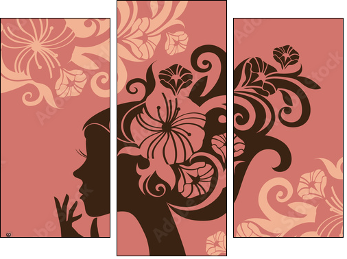 Kobieta z kwiatem we włosach – grafika
 - Obraz trzyczęściowy, Tryptyk