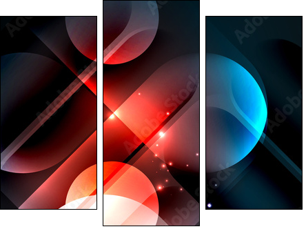 Vector glowing geometric shapes background - Obraz trzyczęściowy, Tryptyk