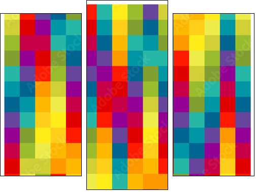 farbenfrohe Quadrate in der Reihe, illustration - Obraz trzyczęściowy, Tryptyk