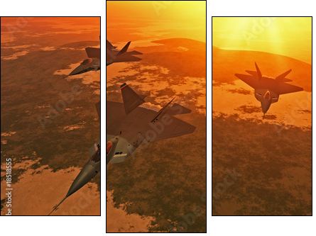 Fighter Plane Formation  - Obraz trzyczęściowy, Tryptyk