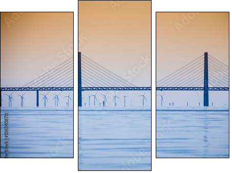 the oresund bridge between denmark and sweden - Obraz trzyczęściowy, Tryptyk