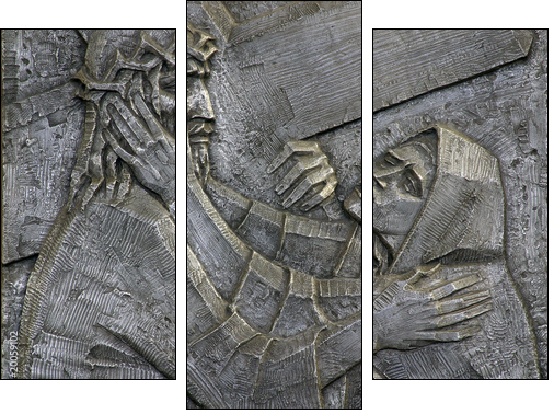 4th Station of the Cross - Jesus meets His Mother  - Obraz trzyczęściowy, Tryptyk