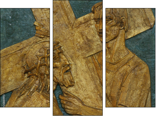 Simon of Cyrene carries the cross  - Obraz trzyczęściowy, Tryptyk