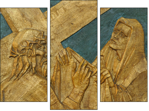 Veronica wipes the face of Jesus  - Obraz trzyczęściowy, Tryptyk
