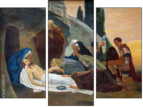 Jesus is laid in the tomb and covered in incense  - Obraz trzyczęściowy, Tryptyk