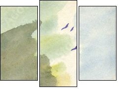 Water colour landscape  - Obraz trzyczęściowy, Tryptyk