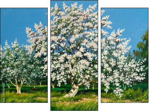 Blossoming spring garden  - Obraz trzyczęściowy, Tryptyk