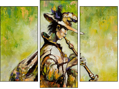 The wandering troubadour plays a pipe  - Obraz trzyczęściowy, Tryptyk