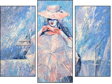The girl with an umbrella  - Obraz trzyczęściowy, Tryptyk
