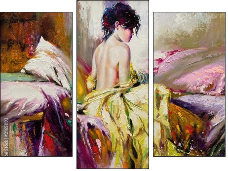 Portrait of the nude girl  - Obraz trzyczęściowy, Tryptyk