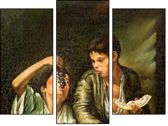 Boys eat grapes and a melon  - Obraz trzyczęściowy, Tryptyk