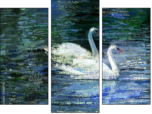 Two swans  - Obraz trzyczęściowy, Tryptyk