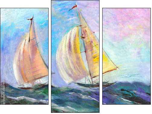 Sailing regatta  - Obraz trzyczęściowy, Tryptyk
