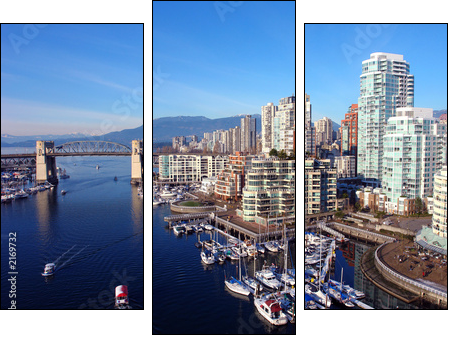 Kanada: malowniczy port w Vancouver 
 - Obraz trzyczęściowy, Tryptyk