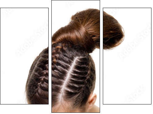 Beauty pigtails  - Obraz trzyczęściowy, Tryptyk