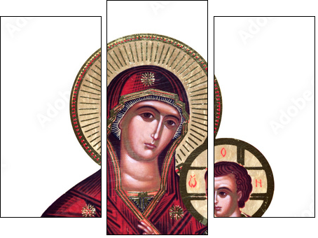 russian icon of 19th century, Virgin Mary and Jesus  - Obraz trzyczęściowy, Tryptyk