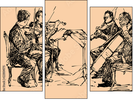 musician quartet  - Obraz trzyczęściowy, Tryptyk
