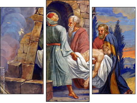Jesus is laid in the tomb  - Obraz trzyczęściowy, Tryptyk