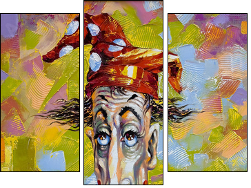 Portrait of the clown in a cap  - Obraz trzyczęściowy, Tryptyk