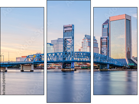 Skyline of Jacksonville, FL and Main Street Bridge - Obraz trzyczęściowy, Tryptyk