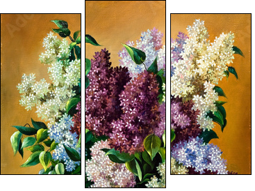 Lilac bouquet in a vase  - Obraz trzyczęściowy, Tryptyk