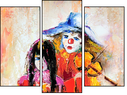 The clown with a violin and the girl with an accordion  - Obraz trzyczęściowy, Tryptyk