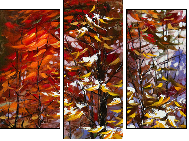 Road to autumn wood  - Obraz trzyczęściowy, Tryptyk