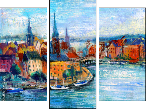 City landscape  - Obraz trzyczęściowy, Tryptyk