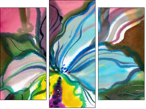 Abstract flowers  - Obraz trzyczęściowy, Tryptyk
