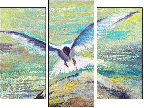 Flying seagull  - Obraz trzyczęściowy, Tryptyk