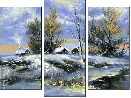 Winter landscape  - Obraz trzyczęściowy, Tryptyk