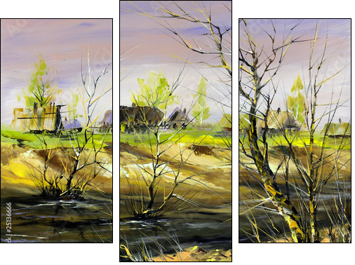 Winter landscape  - Obraz trzyczęściowy, Tryptyk
