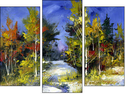 Winter landscape  - Obraz trzyczęściowy, Tryptyk