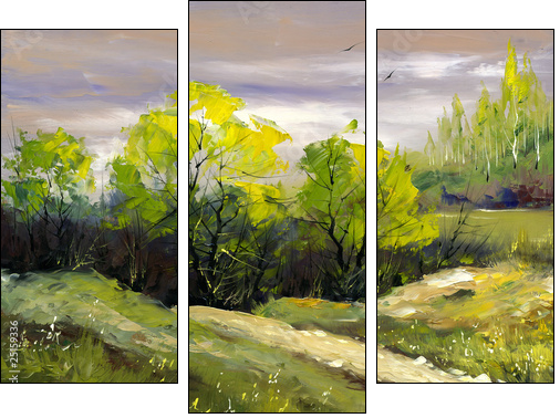 Summer landscape  - Obraz trzyczęściowy, Tryptyk
