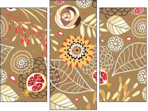 Jesienna kompozycja kwiatów i liści
 - Obraz trzyczęściowy, Tryptyk