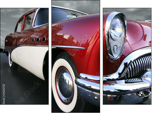 Klasyczny portret – amerykański samochód 
 - Obraz trzyczęściowy, Tryptyk
