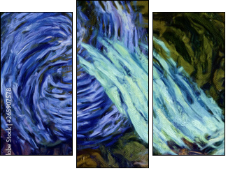 Abstract impressionism painting in Vincent Van Gogh style imitation. Art design background pattern for artistic creative printing production. Wall poster or canvas print template for interior decor. - Obraz trzyczęściowy, Tryptyk
