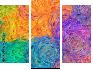 Abstract impressionism painting in Vincent Van Gogh style imitation. Art design background pattern for artistic creative printing production. Wall poster or canvas print template for interior decor. - Obraz trzyczęściowy, Tryptyk