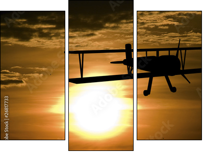 Dwupłatowiec startujący w słońcu
 - Obraz trzyczęściowy, Tryptyk