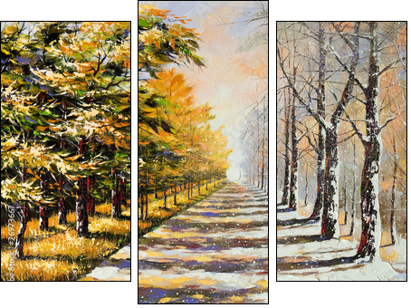 Allegory on theme winter-autumn  - Obraz trzyczęściowy, Tryptyk